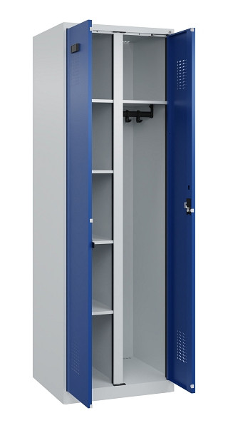 C+P Wäsche-/Garderobenspind Evolo PLUS, 2 Abteile, 1850x600x500mm, 7035/5010, Zylinderschloss, 049600-20 S10033