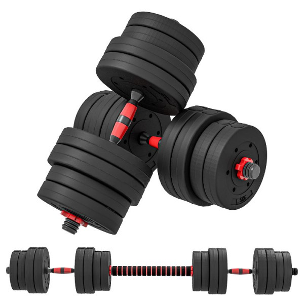 HOMCOM 2 in 1 Hanteln Set 30 kg verstellbare Kurzhantel & Langhantel professionell Dumbbell, A91-143V02BK