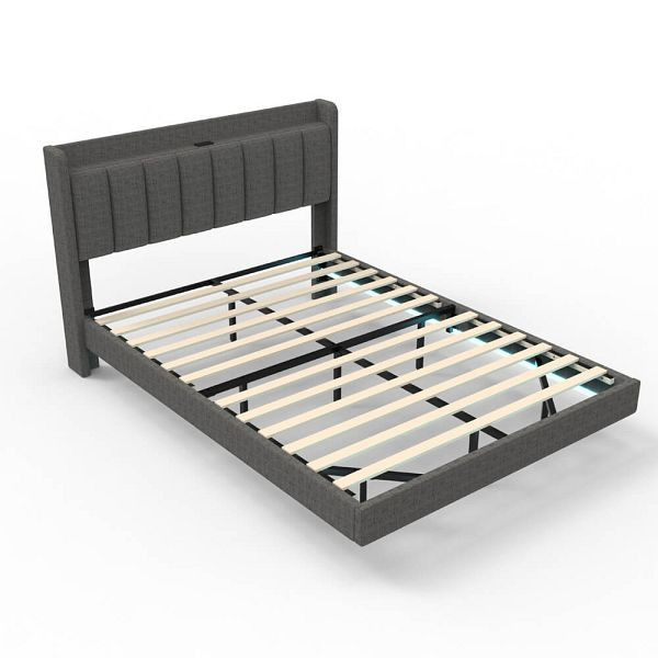 HOME DELUXE LED Bett schwebend MELURA - 140x200 cm dunkelgrau, 74653