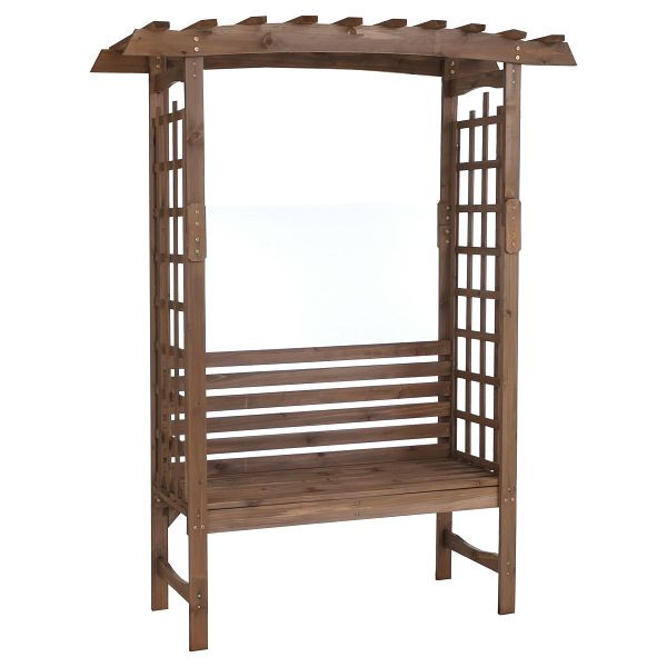 Mendler Rosenbogen mit Sitzbank HWC-Q21, Gartenbogen Rankhilfe Bank Gartenbank Holz FSC®-zertifiziert 201x160x60, dunkelbraun, 121090