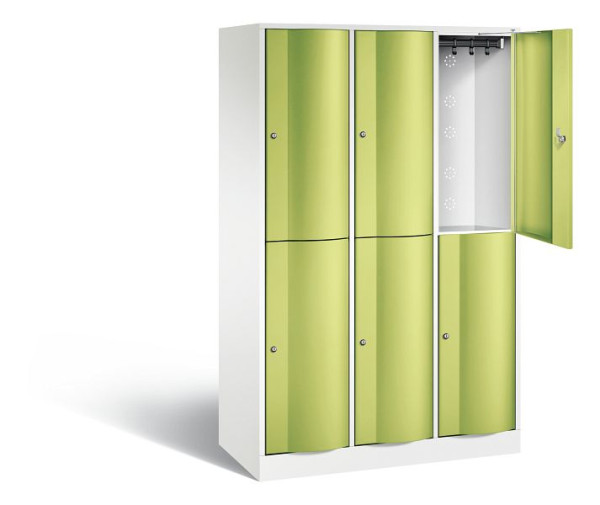 C+P Spind doppelstöckig Resisto, H1950xB1148xT540mm, Farbe: Verkehrsweiß / Viridingrün, 8270-372 S10218