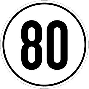 Moedel Geschwindigkeitsschild, 80 km/h, Alu, Ø 200 mm, 54271