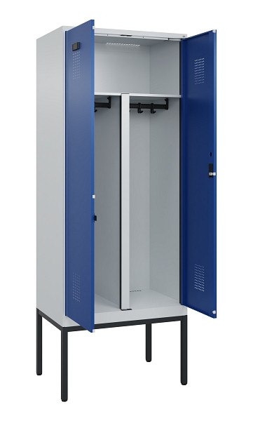 C+P PSA Doppel-Spind Evolo PLUS, Gestell, 2 Abteile, 2120x800x500mm, 7035/5010, Zylinderschloss, 0490327-22P S10033