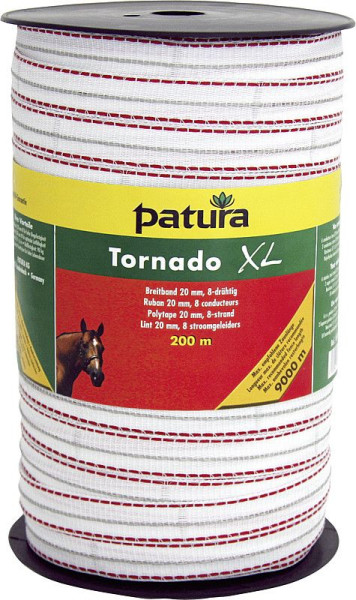 Patura Tornado XL Breitband 20 mm, 400 m Rolle 6 Niro 0,20 mm, 2 Cu 0,30 mm, weiss-rot, 187101