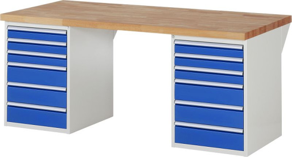 RAU Werkbank Serie 7000 - Modell 7515-3, B2000 x T900 x H890 mm, Systemunterbau B2000 x T850 x H850 mm, 03-7515A3-209B4M.11