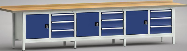 KLW Standard-Werkbank - 4000 x 700 x 900 mm, links: 500mm, rechts: 150EA & 2x 175EA, WS550E-4000M40-E1660