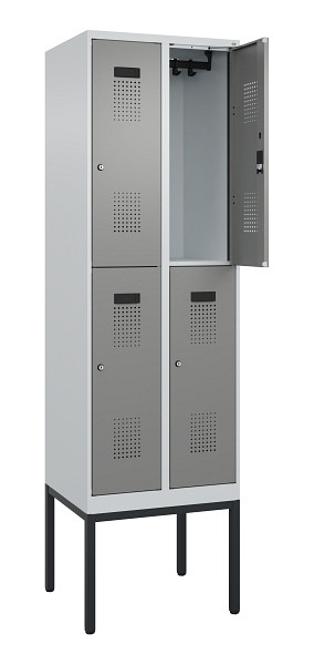 C+P Doppelstock-Spind Evolo PLUS, Gestell, 4 Fächer, 2120x600x500mm, 7035/0004, Zylinderschloss, 0493307-20 S10041