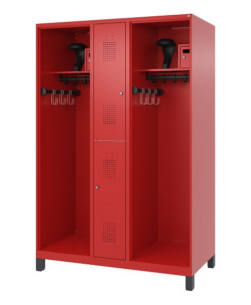 C+P Feuerwehrspind Evolo, Modell MAXI, 2 Abteile, H1950B1300T600 mm, Feuerrot, Füße, 0496315-030 S10008