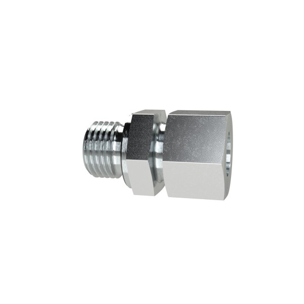 Riegler Gerade Einschraubverschraubung, 7/16-20 UNF außen, Rohr-Außen-Ø 8 mm, PN max. 315 bar, SW1 17, SW2 17, Stahl verzinkt, UNF Gewinde, 159673