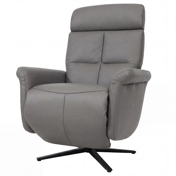 Mendler Relaxsessel HWC-L10, Design Fernsehsessel TV-Sessel Liegesessel, Liegefunktion drehbar, Voll-Leder, dunkelgrau, 120703
