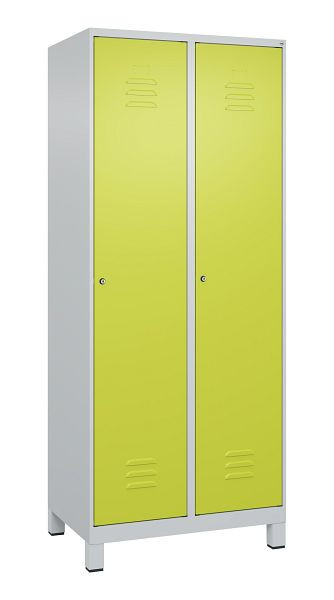 C+P Umkleidespind Classic PLUS, Füße, 2 Abteile, 1950x800x500mm, 7035/0024, Zylinderschlösser, 080010-22 S10025