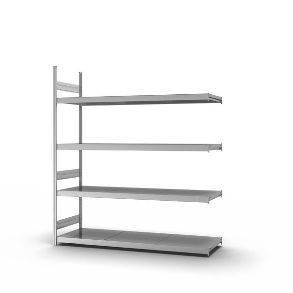 hofe Großfach-Anbauregal, 2500x600x2200 mm, 4 Fachebenen, verzinkt, 350 kg Fachlast, 1750 kg Feldlast, zweiseitige Bedienung, GZA25622B