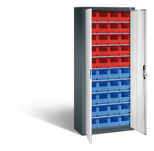 C+P Magazinschrank Serie 13, H1690xB700xT300mm, Farbe: Anthrazitgrau / Lichtgrau, Muldengriff, 133413-22 S10110