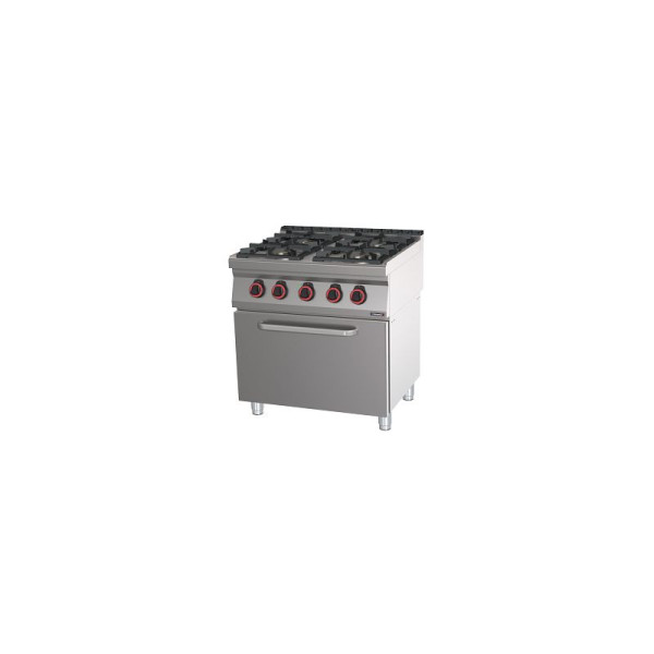 Casselin Gasherd mit 4 Kochstellen und belüftetem Elektrobackofen GN 1/1 80 - Linie 700, C7FOG4FFV80