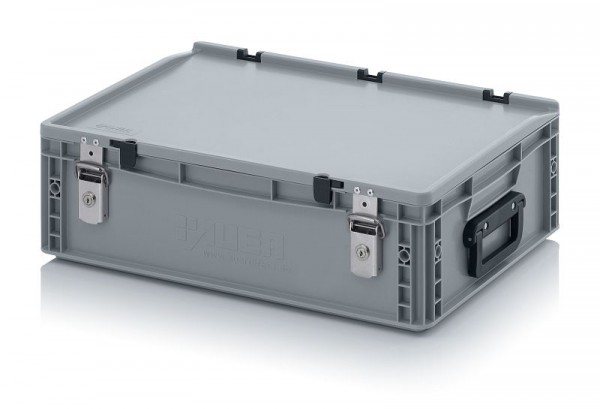 Auer Eurobehälter Koffer mit Verschließsystem 2G 2 Griffe auf der Stirnseite, LxBxH: 60 x 40 x 18,5 cm, ED 64/17 2G 2S