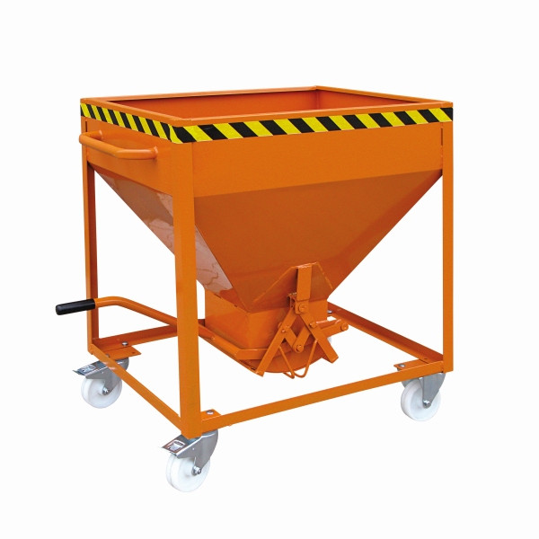 Eichinger Industrie Silobehälter auf Rollen, mittigem, per Hebel bedienbarem Auslauf, 300 Liter, reinorange, 20510400000000
