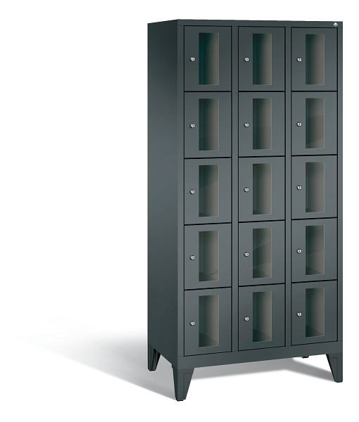 C+P Schließfachschrank Classic, 15 Fächer, H1850xB900xT500 mm, Anthrazit, 8010A305 S10030
