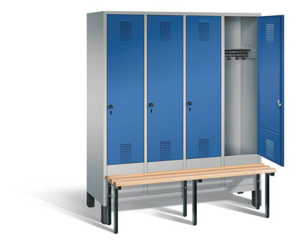 C+P Garderobenschrank Evolo, H1850xB1590xT815mm, Farbe: Weißaluminium / Enzianblau, 48030-42 S10118