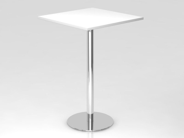 Hammerbacher Stehtisch 80x80cm Weiß/Chrom, Gestell verchromt, VSTH88/W/C