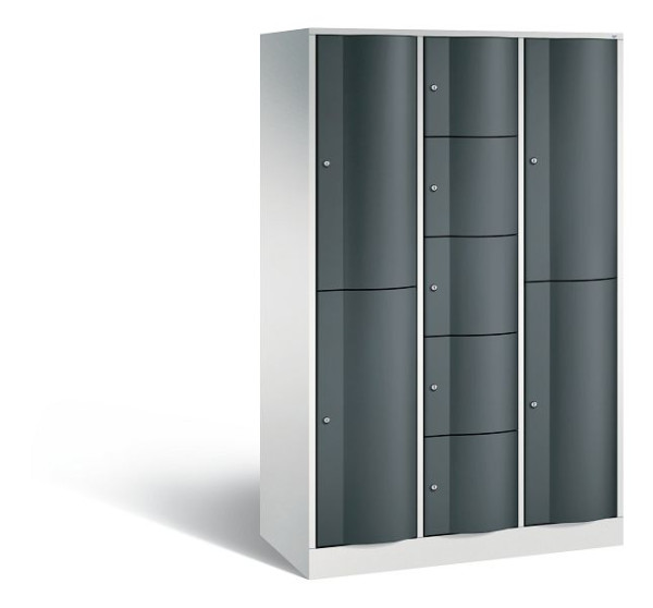 C+P Schließfachschrank Resisto, 9 Fächer, H1950xB1148xT540 mm, Grau/Anthrazit, 8070-3720 S10044