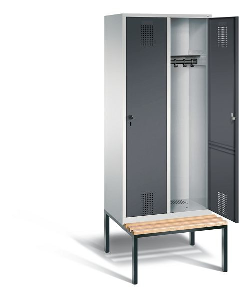C+P Garderobenschrank Evolo, H2090xB810xT815mm, Farbe: Lichtgrau / Schwarzgrau, 48050-22 S10088