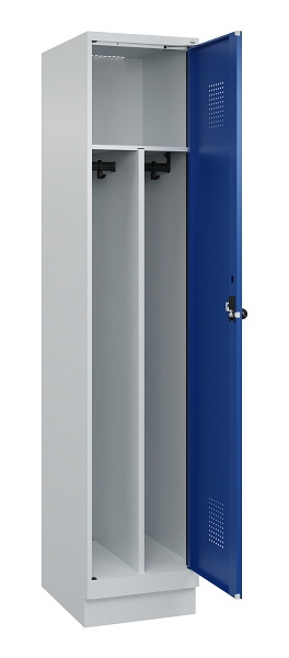 C+P Spind Evolo PLUS, mit Sockel, 1 Abteil, 1950x400x500mm, 7035/5010, Verschluss Drehriegel, 049020-12F S10006