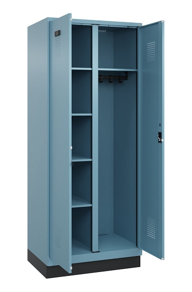 C+P Wäsche-/Garderobenspind Evolo PLUS, mit Sockel, 2 Abteile, 1950x800x500mm, 0, Zylinderschloss, 049620-22 S10048