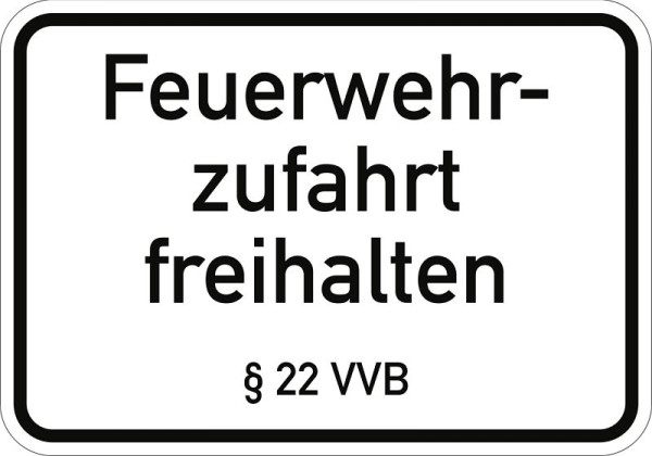 Moedel Feuerwehrzufahrt freihalten § 22 VVB, Aluminium, 500x350 mm, 57542