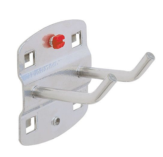 Kappes RasterPlan Doppelter Werkzeughalter, L 50 mm, mit schrägem Hakenende, Ø 6 mm alufarben, 4040.00.3501