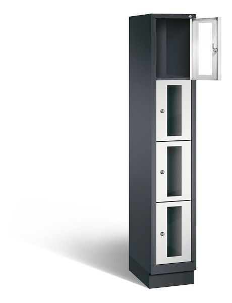 C+P Schließfachschrank Classic, H1800xB320xT500mm, Farbe: Schwarzgrau / Lichtgrau, 8020A104 S10013