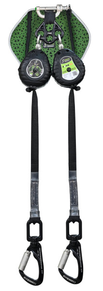 Kratos SPILO-S2 - Absturzsicherung, automatischer Rückzug mit doppeltem Gurtband 2,40 m, 2 Karabiner mit kleiner Öffnung und Falldämpfer, FA2050502