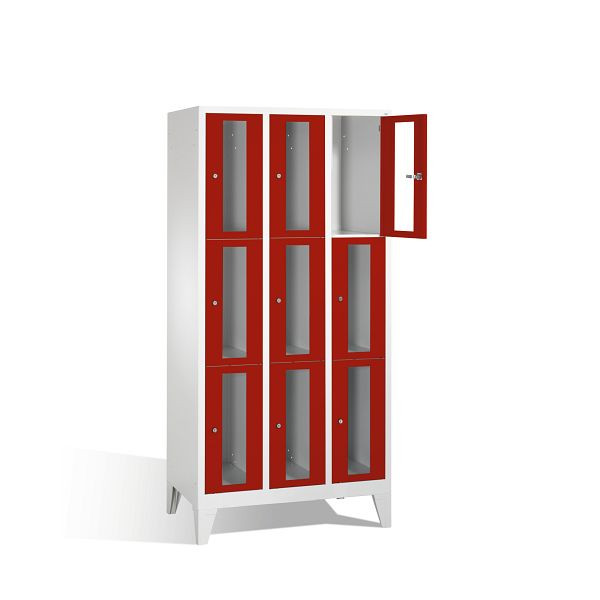 C+P Schließfachschrank Classic, H1850xB900xT500mm, Farbe: Lichtgrau / Rubinrot, 8010A303 S10001