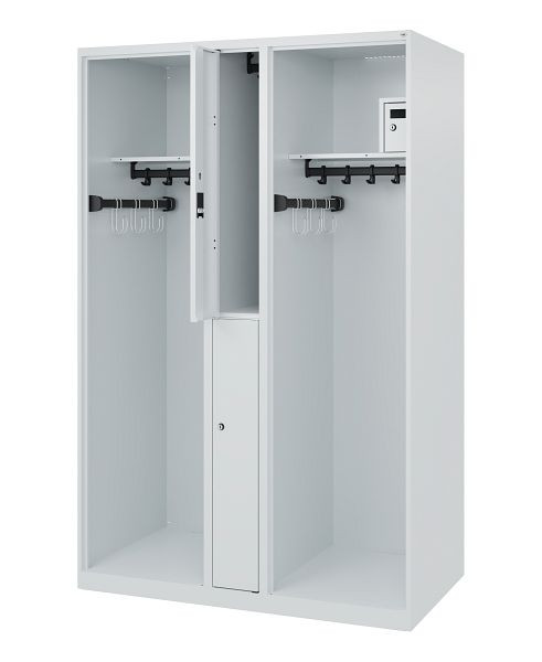 C+P Feuerwehrspind Evolo, Modell MAXI, 2 Abteile, H1850B1200T600 mm, Lichtgrau, 0496315-020 S10000