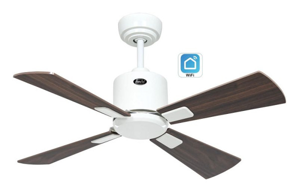 CasaFan Deckenventilator Eco Neo III 92 Lack weiß-Massivholz Nussbaum gebeizt/Kirsche WiFi, 943011W