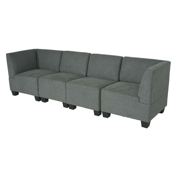 Mendler Modular 4-Sitzer Sofa Couch Lyon, Stoff/Textil, grau, hohe Armlehnen, 2x75186+2x75191+2x75192
