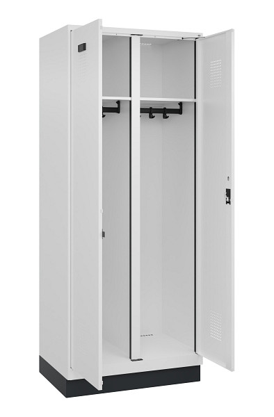 C+P Schwarz-Weiß-Spind Evolo PLUS, mit Sockel, 2 Abteile, 1950x800x500mm, 9016/9, Zylinderschloss, 049022-22 S10047