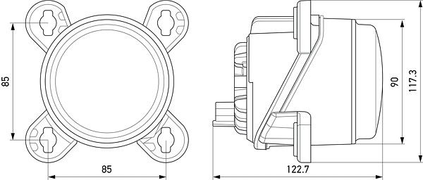 HELLA LED-Hauptscheinwerfer, 90mm Essential R80, 12/24V, rund, ECE, transparent, Stecker: DEUTSCH Stecker, rechts/links, 1M0 015 050-011