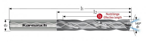 Karnasch VHM-Bohrer mit IK INCONEL d=3,2 / L3=23 HAK geläppt, 2204100320023