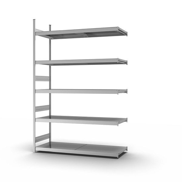 hofe Großfach-Anbauregal, 3000x600x2000 mm, 5 Fachebenen, verzinkt, 350 kg Fachlast, 2000 kg Feldlast, zweiseitige Bedienung, GZA30620B