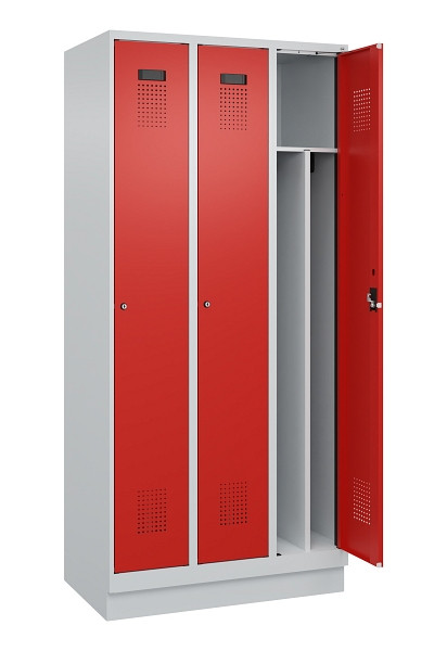 C+P Spind Evolo PLUS, mit Sockel, 3 Abteile, 1950x900x500mm, 7035/3020, Verschluss Zylinderschloss, 049020-30F S10032