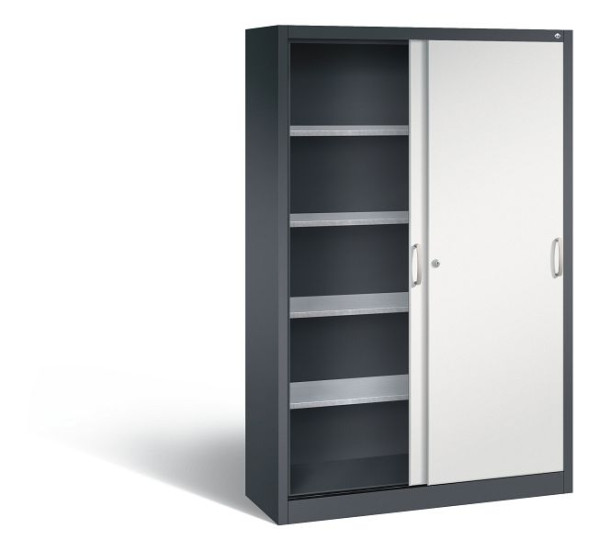 C+P Schiebetürenschrank Acurado, H1950xB1200xT400mm, Farbe: Schwarzgrau / Lichtgrau, Bügelgriff, 2049-00 S10073