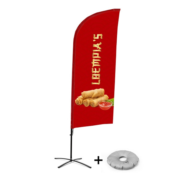Showdown Displays Beachflag Alu Wind Komplett-Set Frühlingsrollen Niederländisch Kreuzständer, BFAW310-CB30-WB-I99