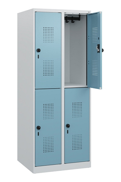 C+P Doppelstöckiger Spind Evolo PLUS, 4 Fächer, 1530x600x500mm, 7035/0010, Drehriegel, 0493005-20 S10009