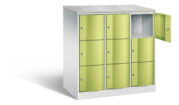 C+P XL-Schließfachschrank Resisto, H1255xB1148xT640mm, Farbe: Lichtgrau / Viridingrün, 8573-373 S10143