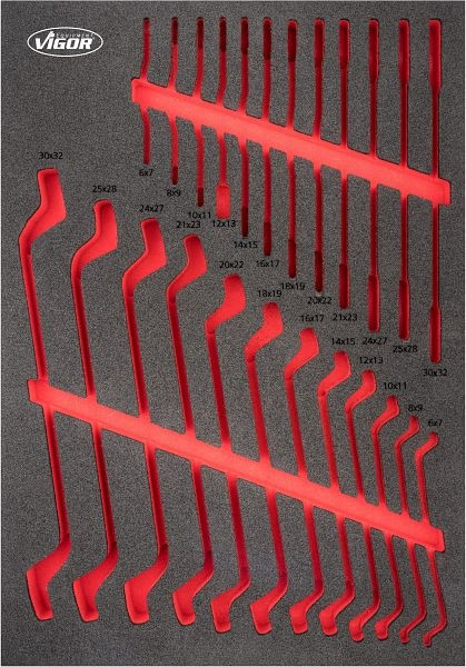 VIGOR 2-Komponenten Weichschaum-Einlagen, Einlagenmaß / Schubladengröße: L (563 x 393 x 35 mm), Verwendung: V6808, V6808-L