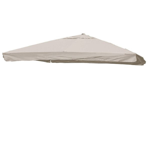 Mendler Ersatz-Bezug für Luxus-Ampelschirm HWC-A96 mit Flap, Schirmbezug, 3,5x3,5m (Ø4,95m) Polyester 4kg, creme-grau, 76882