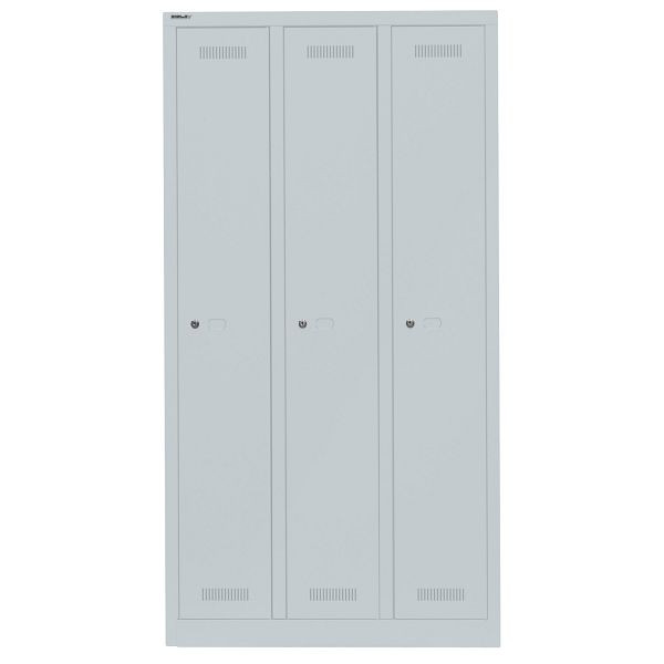 Bisley Garderobenschrank Monobloc™, 3 Abteile je 1 Fach, 145 lichtgrau antibakteriell, ML09T1145