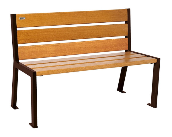 Procity Sitzbank Silaos 6 Holzlatten, 1200 mm, Ohne Armlehne, Holz & Stahl, helle Eiche/RAL 8017, 209601.8017.CHEC