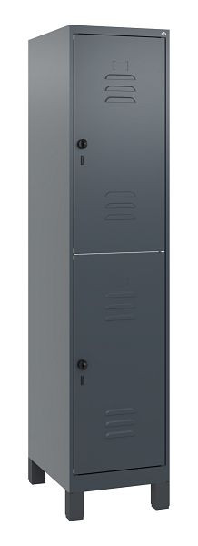 C+P Doppelstöckiger Spind Classic PLUS, Füße, 1800x400x500mm, 7016/7016, Drehriegel, 0803107-12 S10012