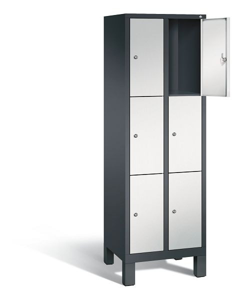 C+P Schließfachschrank Evolo, H1850xB610xT500mm, Farbe: Schwarzgrau / Lichtgrau, 48010-203 S10095